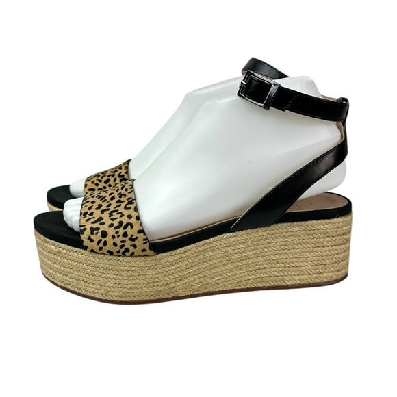 27 Edit Naturalizer Jamari Platform Espadrille Sandals Cow Hair Leopard Print 8 - Picture 7 of 11